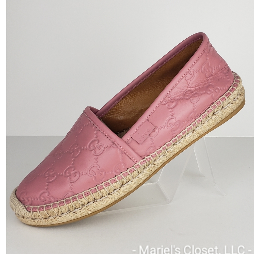 Authentic Gucci Guccissima Espadrilles Rose Baby 37 with Box & Dustbags #3109M - Picture 3 of 7